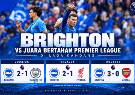 Brighton vs juara bertahan Premier League dalam tiga musim beruntun