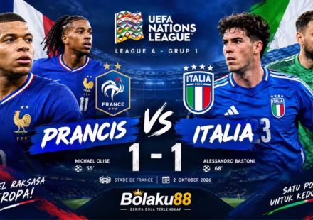 Prancis vs Italia berakhir 1-1 di UEFA Nations League 2026